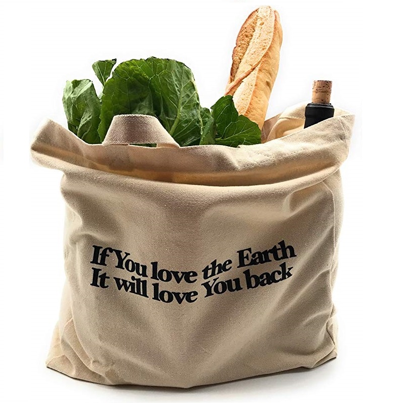 SG64 Tung Duty Organic Vegetabilisk Fruit Shopping Bag Cotton Canvas Tote Bags med egen tryckt logo